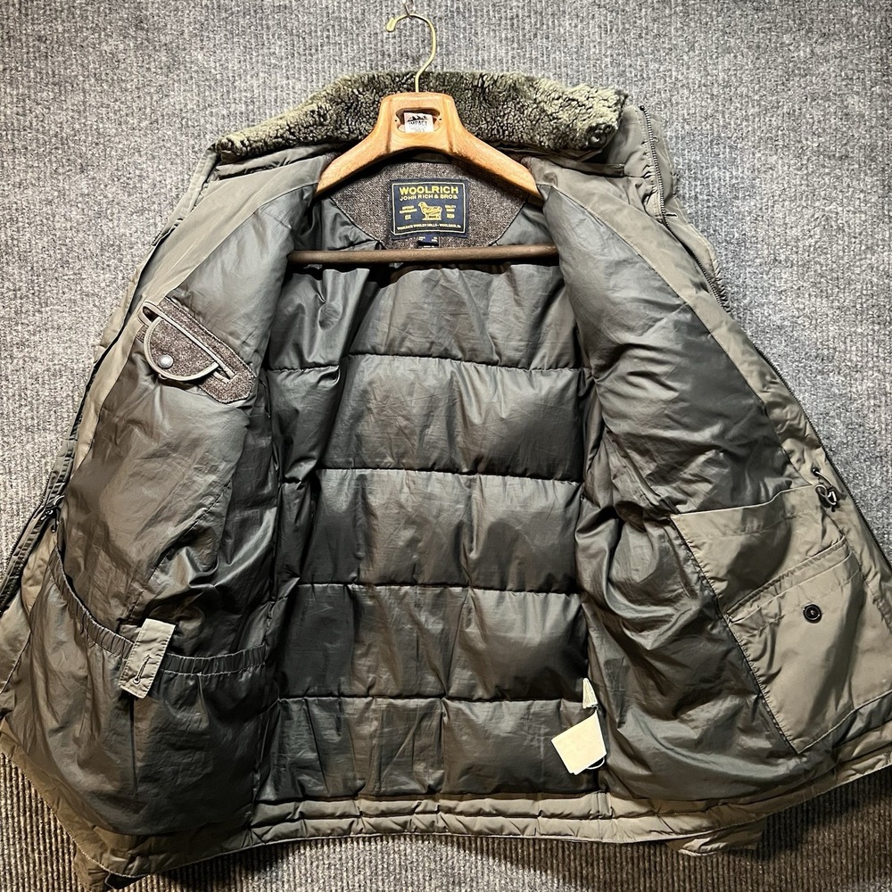 Woolrich Down Filled Field Jacket Mens XL Gray Sherpa Collar Buttons Zip Warm - Picture 9 of 10
